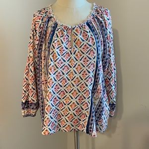 Print lucky brand 3/4 sleeve top